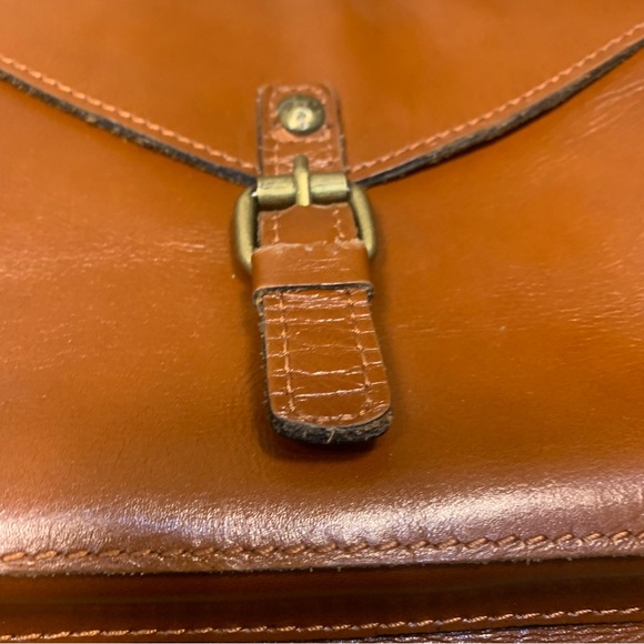 Patricia Nash Avellino Cognac Leather Saddle Satchel Tan Crossbody Bag - Picture 4 of 16